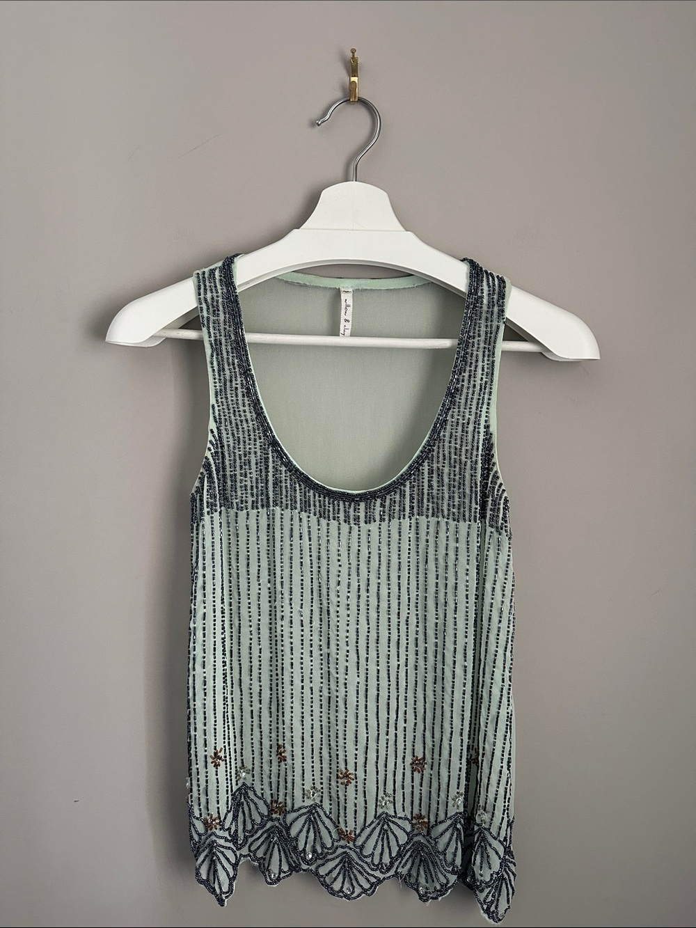 Willow & Clay Mint Green Beaded Tank Top